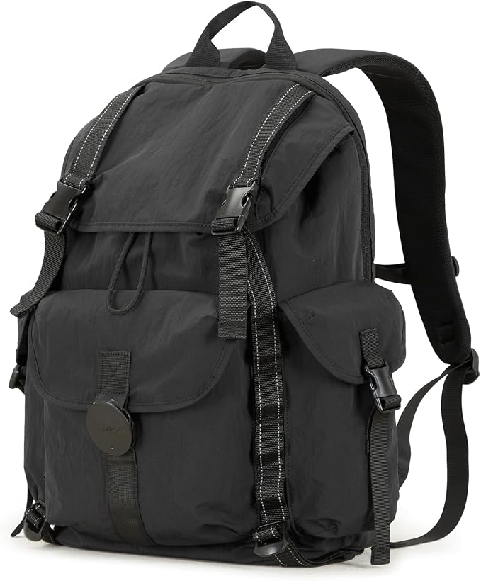 mixi Travel Backpack for Women Men, 18 Inch Carry On Laptop Backpack Flight Approved fits 16'' Laptop, Lightweight Waterproof Hiking Backpack Travel Outdoor Business Casual Daypack, Black by MIXI