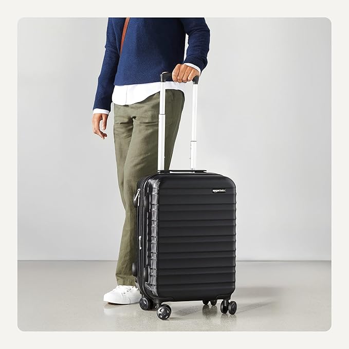 Amazon Basics 26" Hardside Medium Checked Luggage, Expandable For Up to 15% More Space, With Scratch-Resistant Surface, Four Multi-directional Wheels, Black - Image 3
