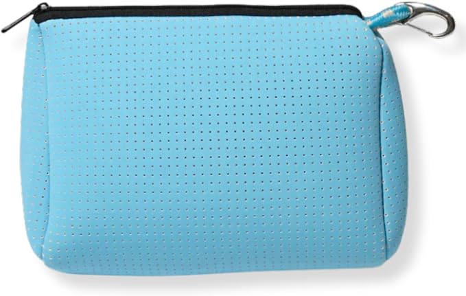 POPUPS Brand Large Makeup Bag with Zipper - Neoprene Machine Washable Travel Toiletry Cosmetic Organizer Pouch for Women (Powder Blue) by POPUPSBrand