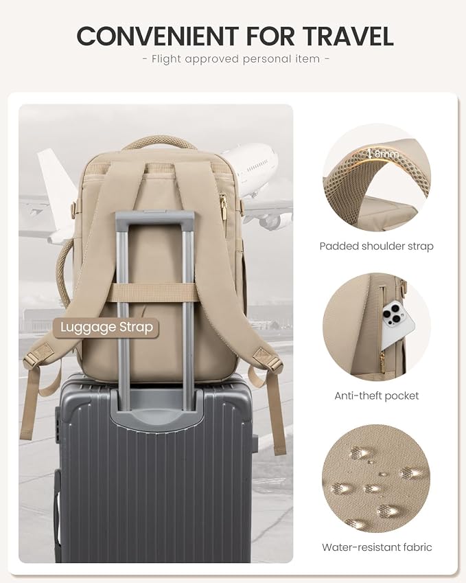 LOVEVOOK 50L Travel Backpack for Women Men, Large Carry on Backpack for Airplanes TSA Personal Item Travel Bag fits 17.3" Laptop, Waterproof Weekender Essentials Airline Approved with 2 Packing Cubes - Image 7