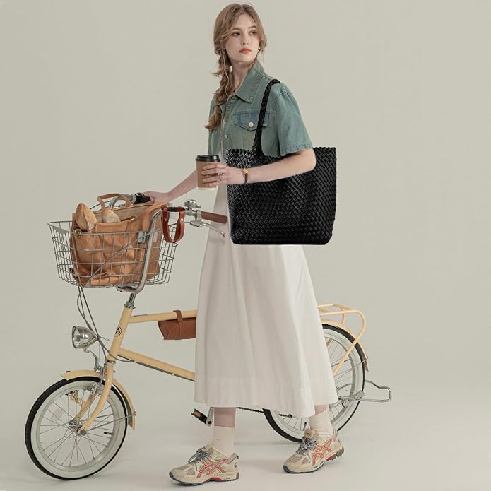 JINMANXUE Fashion Woven Bag Shopper Bag Travel Handbags and Purses Women Tote Bag Large Capacity Shoulder Bags - Image 6