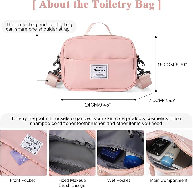 Travel Duffel Bag, Carry On Overnight Weekender Bags for Women | Travel Bag with Wet Pocket & Trolley Sleeve, For Spirit Airlines 18x14x8 Personal Item Bag - Image 8
