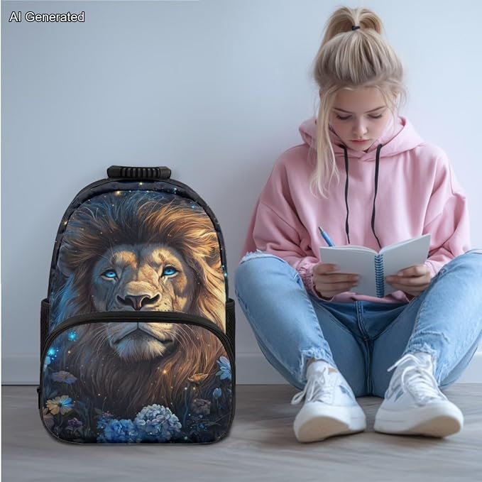 Cool Lion Boys Bookbag With Lunch Box 1St Grade Backpack Boys Kindergarten with Pencil Pouch Bulk Water Bottle with Sleeve Traveling School Supplies 17 inch Lightweight - Image 2