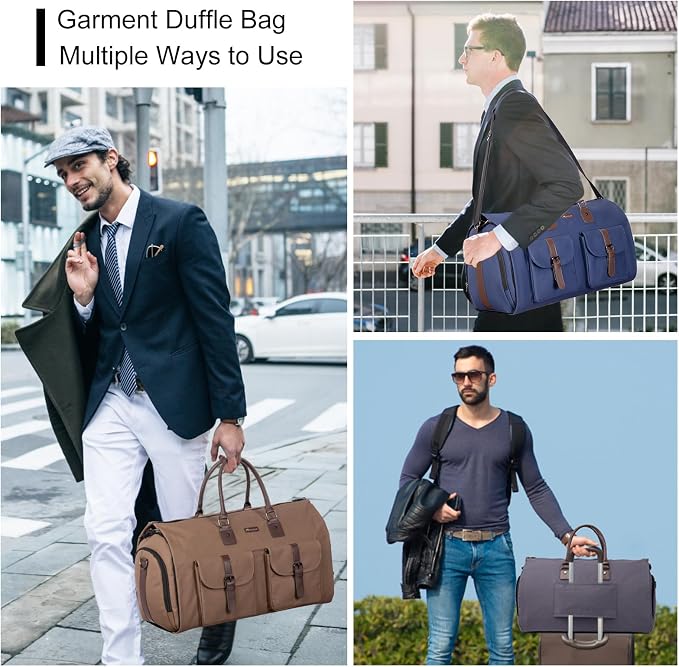 Modoker Garment Convertible Weekender Bag,Carry on Garment Bags for Travel Mens Suit Bag,Canvas Garment Duffle Bag Heavy Duty Overnight Bags for Men Women Hanging Clothes, Black - Image 3