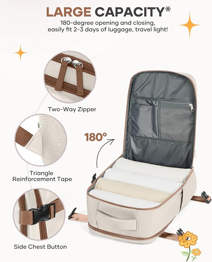 coofay Extra Large Travel Backpack Carry on Flight Approved Mochila De Viaje Personal Item Backpack for Airlines Frontier Airlines Personal Item Bag Backpack for Travel Backpacks for Men Women - Image 5