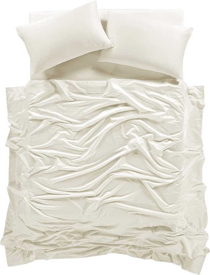 100% Supima Cotton Sheets 600 Thread Count,Bed Sheet Set King Size Sheets 4 Pieces,Soft & Silky Sateen Weave, Fits Mattress Up to 18",Deep Pocket, Breathable & Fade Resistant(Ivory,King) - Image 3