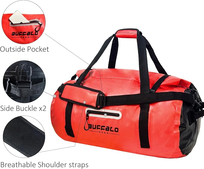 Buffalo Gear Waterproof Duffle Bag 40L 60L 80L Roll-top Dry Bag Heavy Duty Waterproof Duffel Travel Bag for Kayaking Rafting Boating Fishing Camping - Image 5