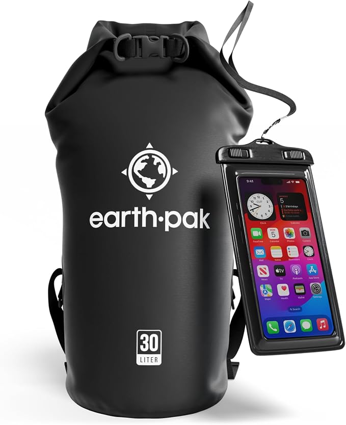 Earth Pak Waterproof Dry Bag - Roll Top Waterproof Backpack Sack Keeps Gear Dry for Kayak with Waterproof Phone Case by earthpak