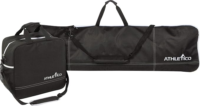 Athletico Two-Piece Snowboard and Boot Bag Combo | Store & Transport Snowboard Up to 165 CM and Boots Up To Size 13 | Includes 1 Snowboard Bag & 1 Boot Bag (Black) by Athletico