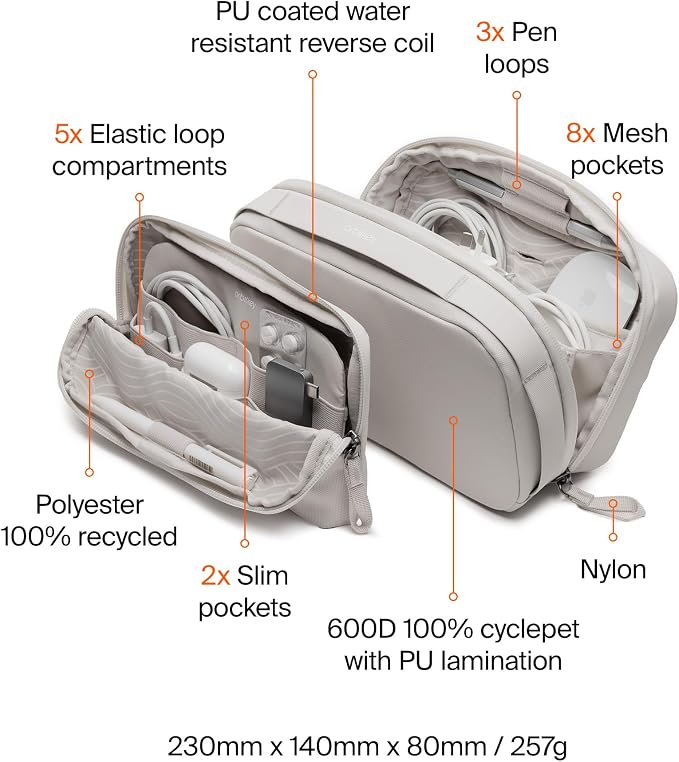 Orbitkey KonMari 2-in-1 Tech Acessory Pouch - Stone - Image 5