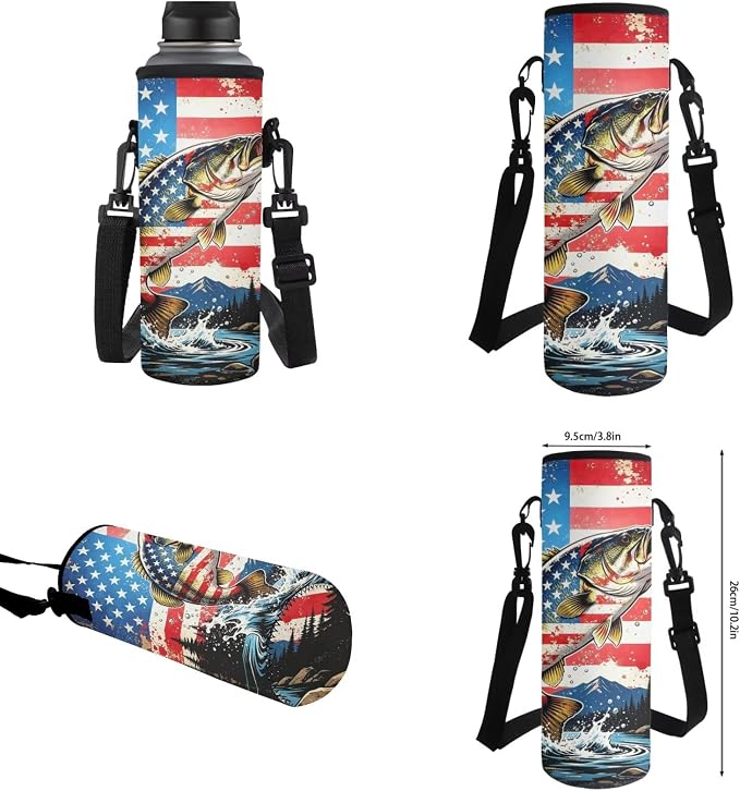 Bass Fish American Flag Boys Backpack and Lunch Bag 4 Piece Set, Padded Shoulder Strap Large Capacity Lightweight School Bag Kids Ages 6-12, 17 Inch Waterproof Organized Bookbag - Image 7