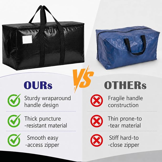 Songrey Heavy Duty Moving Bags, 6 Pack Large Storage Bags with Zipper & Handles, Waterproof Totes Bags for Clothes Packing, Moving, College Supplies, Home Organization - Image 4