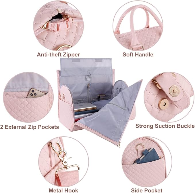 seyfocnia Convertible Carry on Garment Bag for Women, Garment Bags for Travel with Shoe Pouch 2 in 1 Hanging Suitcase Suit Bag for Women Travel Duffle Bag Garment Bag - Image 4