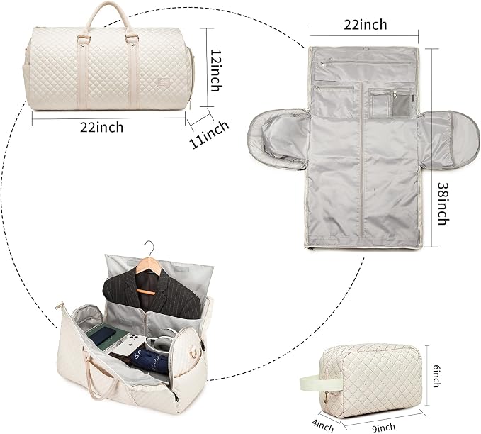 seyfocnia Convertible Carry on Garment Bag for Women, Garment Bags for Travel with Shoe Pouch 2 in 1 Hanging Suitcase Suit Bag for Women Travel Duffle Bag Garment Bag - Image 2