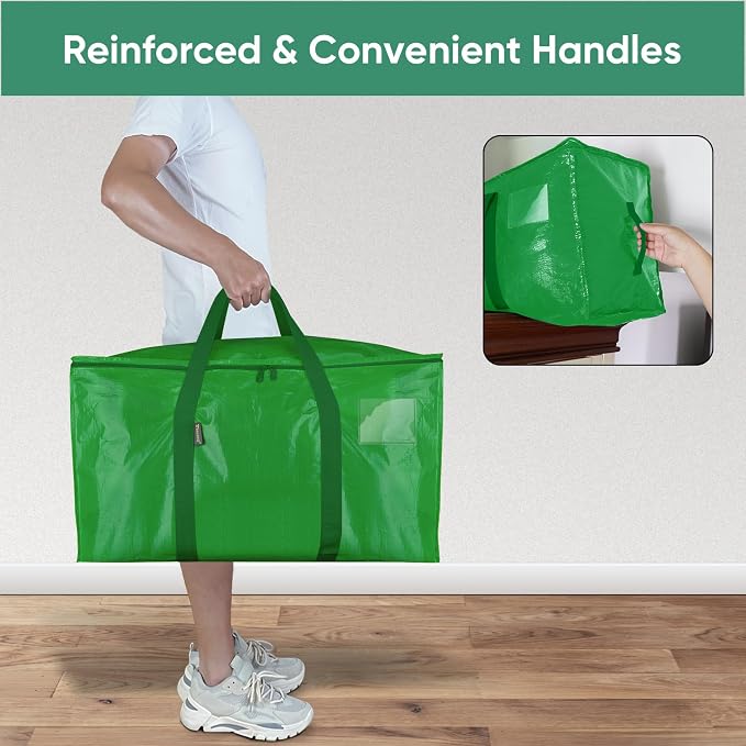 BALEINE 4-Pack Oversized Moving Bags with Reinforced Handles, Heavy-Duty Storage Tote for Clothes, Moving Supplies (Light Green, 4-Pack) - Image 5