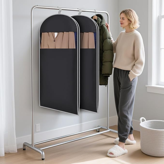 KEEGH Space Saving Hanging Garment Bag with Self Compression Zipper 50 Inch, Compression Garment Bags for Hanging Clothes with Clear Window, Suit Bags for Closet Storage (2 Pack) - Image 7
