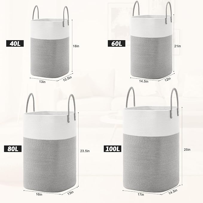 Artfeel Laundry Basket,Woven Cotton Rope Laundry Hamper,40L Versatile Storage for Dirty Clothes,Baby Toys,and Blankets in Bathroom, Nursery,and Living Room - Image 3