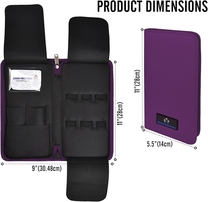 Leather 5 Scissor & Shear Storage Case for Hairstylist - Hairdresser -Scissor Holder Perfect for home-saloon use (Purple) - Image 4