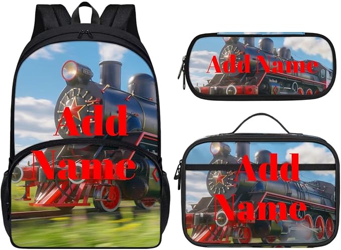 Custom Name Backpack for Girls with Lunch Box Children's School Bag and Lunchbox Set for Primary Middle Students 3 in 1 Book Bags Lunch Bag Pencil Case Personalized by Dremagia