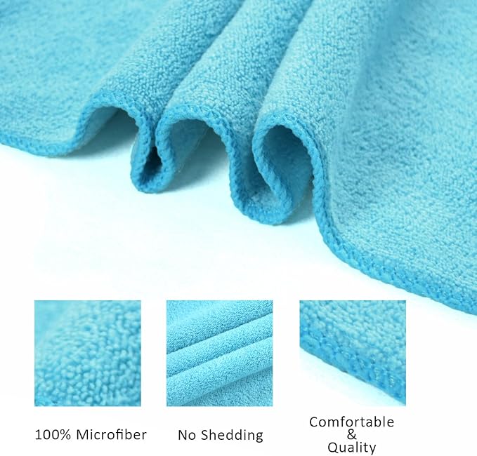 JML Microfiber Bath Towel Set, 6 Pack, 27" x 55", Purple/Grey/Light Blue | Extra Absorbent, Fast Drying, Lint Free, Fade Resistant, Hanging Loop, Multipurpose for Swimming, Fitness, Sport, Yoga - Image 3