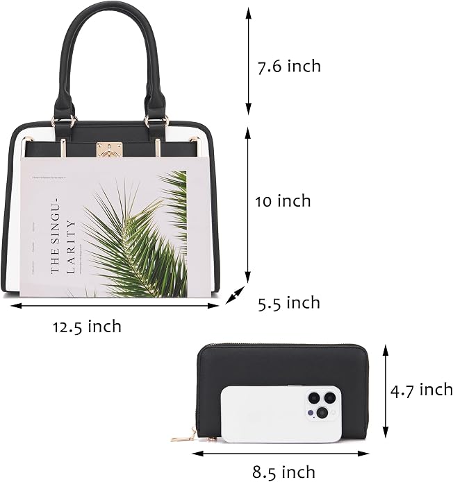 Qiyuer Structured Satchel Tote Handbags Set Women Purses with RFID Wallet | Premium, Sturdy, Spacious, Chic for Daily & Work, Vegan PU Leather, Multi-way Carry, Large Capacity RFID Wallet, Ideal Gift - Image 3