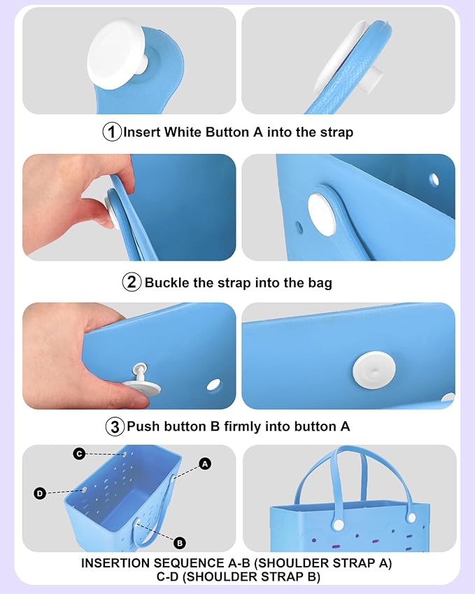 2-Pack Beach Bags Medium & Small,Waterproof Sandproof Rubber Tote Set for Women Men, Vacation Pool Boat Essentials - Image 8