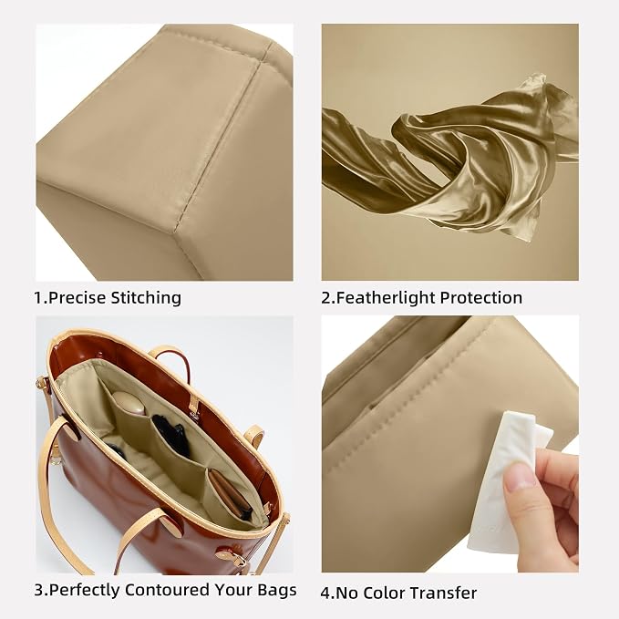 DGAZ Purse Organizer Insert Fits Neverfullbag BB/PM/MM/GM，Silk Bag Organizer，Luxury Handbag & Tote Shaper(S2 trench,BB) - Image 3