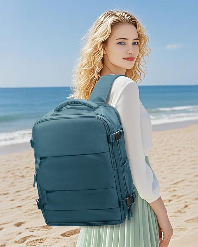 coowoz Large Travel Backpack Carry On for Women Man Waterproof Gym Backpacks Mochila de Viaje Travel Bag Essentials Teacher Personal Item Backpack Rucksack Airplane Accessories Must Haves Peacock Blue - Image 7