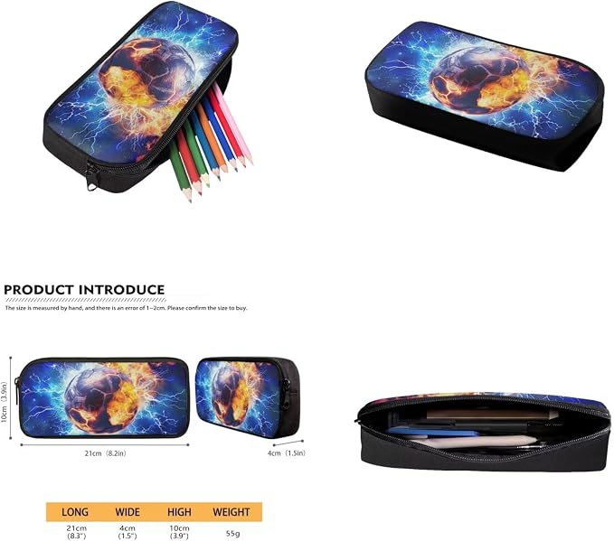 Galaxy Lightning Soccer Backpack for Boys Girls Backpack with Lunch Box Water Bottle Holder and Soft Pencil Case 4PCS Set Bookbag with Front Pocket for School 17 inch Large School Bag for Kids - Image 5