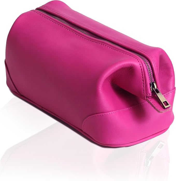 HLC Leather Toiletry Bag for Men Best Gift Premium Genuine Dopp Kit Shaving Kit Organizer Travel Kit Pouch Bag 10 inch Size (Pink) - Image 8