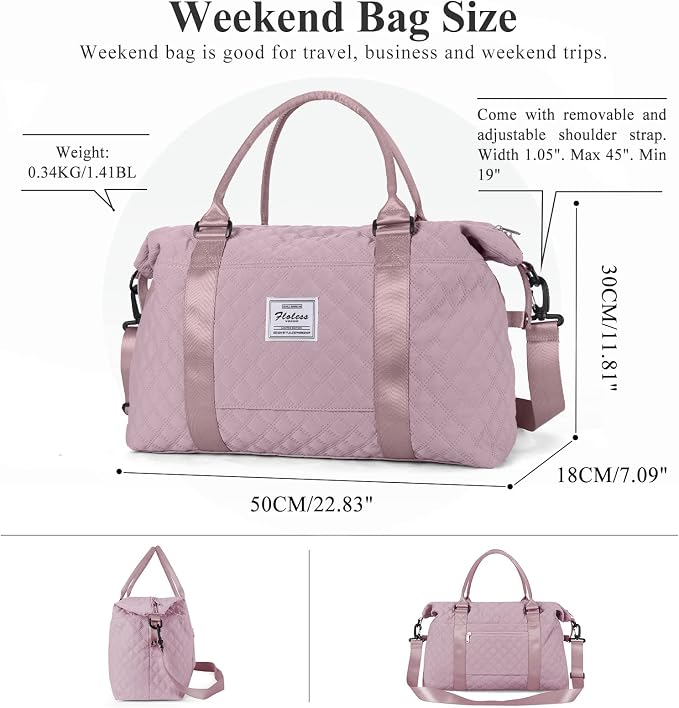 Travel Duffel Bag, Carry On Overnight Weekender Bags for Women | Travel Bag with Wet Pocket & Trolley Sleeve, For Spirit Airlines 18x14x8 Personal Item Bag - Image 5