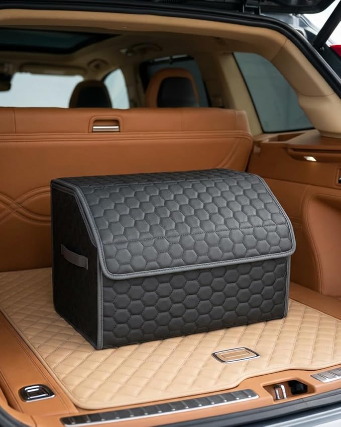 Owleys Cargo Organizer 17.7" - Compact Storage Totes with Lids for SUV, Sedan or Truck - Durable Car Crate for Travel Essentials - Black by OwleysCarAccessories