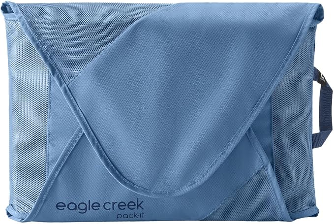 Eagle Creek Pack-It Reveal Garment Folder - Travel Garment Bag with Compression Wings to Maximize Luggage Space - Convenient Top Handle - Quick Drying Material - Blue Dawn - Large by EagleCreek