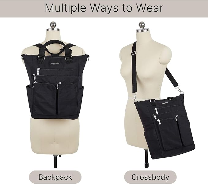 Baggallini All Set 3 in 1 Tote Backpack - 15"x10.5" Lightweight Travel Bag w/RFID Phone Wristlet - Image 6