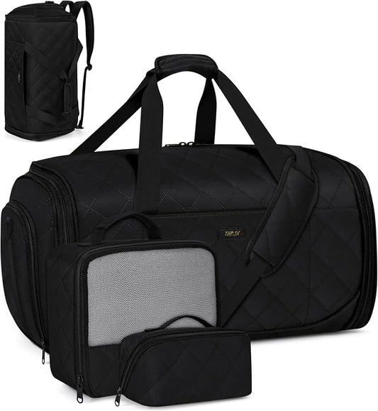 Convertible Garment Bags for Travel - Carry on Garment Duffle Bag with Backpack Straps for Men Women, 4 in 1 Large Travel Duffel Bags with Shoes Compartment Hanging Suit Dress Weekender Bag 3pcs Set by IBFUN
