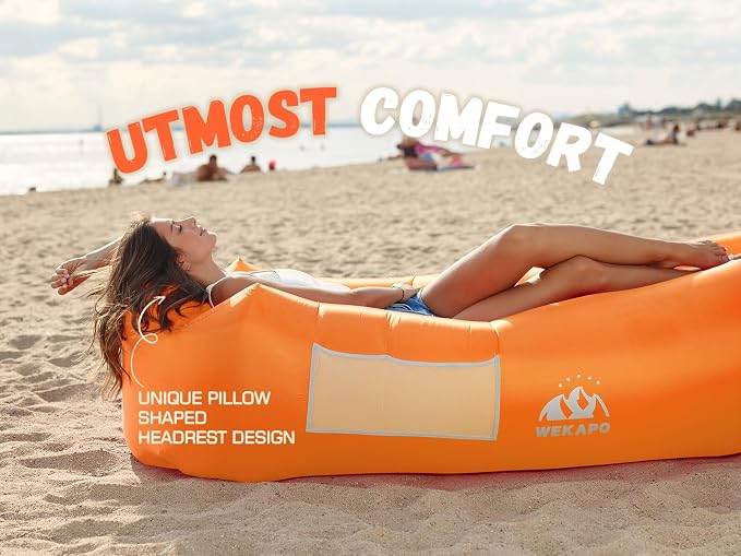 WEKAPO Inflatable Couch Air Lounger Chair - Camping & Beach Accessories, Portable Blow up Sofa for Hiking, Lawn, Indoor/Outdoor Movies & Music Festivals. Lightweight and Easy to Set Up Air Hammock - Image 6