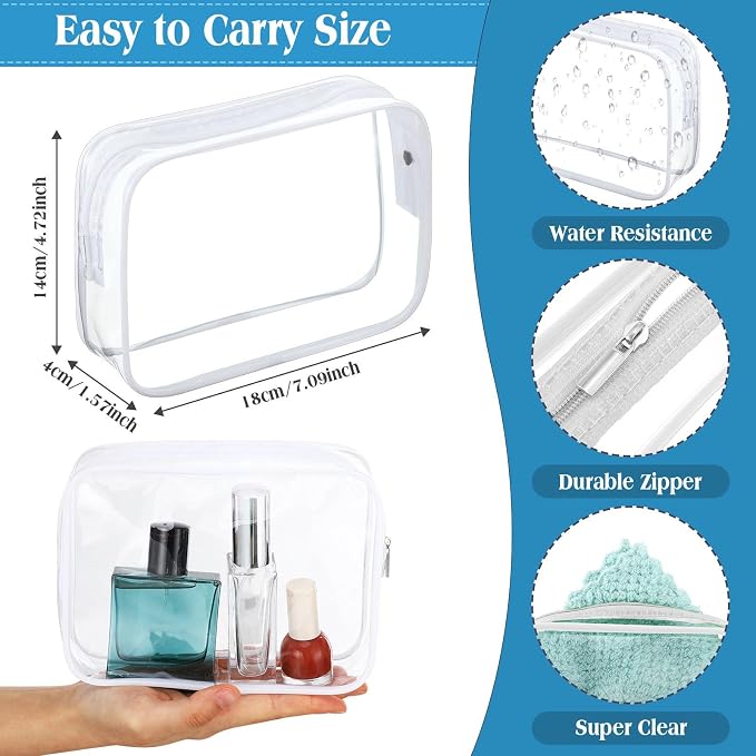 Sanwuta 30 Pcs Clear Makeup Bags Bulk Tsa Approved Toiletry Bag for Travel Transparent Cosmetic Bag PVC Waterproof Travel Small Pouches with Zipper for Men and Women (White) - Image 3