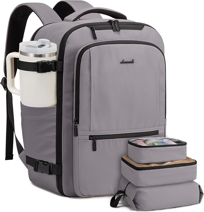 LOVEVOOK Travel Backpack for Women & Men, 50L Large Carry On Backpack Airline Approved, TSA Personal Item Weekender Bag, Water Resistant Laptop Backpacks with 3 Packing Cubes for Travel Essentials by LOVEVOOK