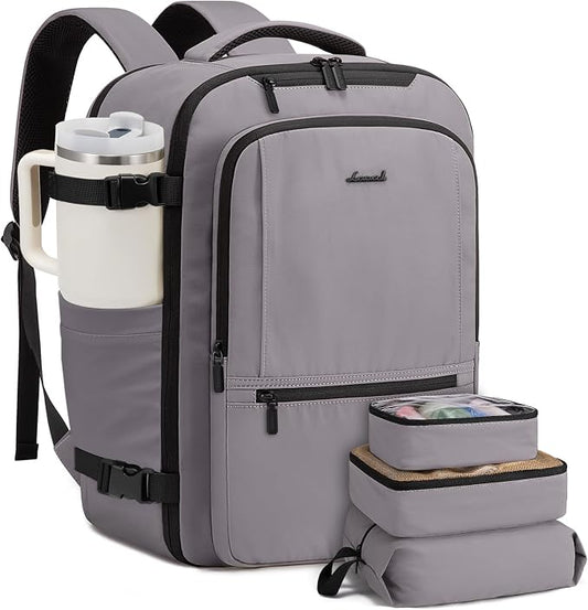 LOVEVOOK Travel Backpack for Women & Men, 50L Large Carry On Backpack Airline Approved, TSA Personal Item Weekender Bag, Water Resistant Laptop Backpacks with 3 Packing Cubes for Travel Essentials by LOVEVOOK