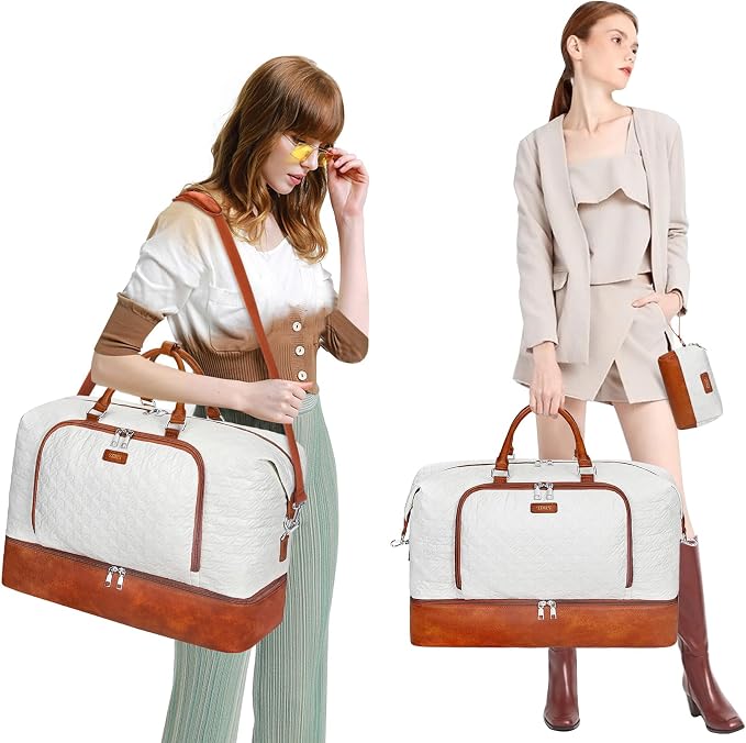 Travel Weekender Bag for Women, 21" Overnight Bag with Shoe Compartment 50L Large Travel Duffel Bag Carry On Tote for Weekend, Overnight, Business Trips, Water Resistant - Image 6