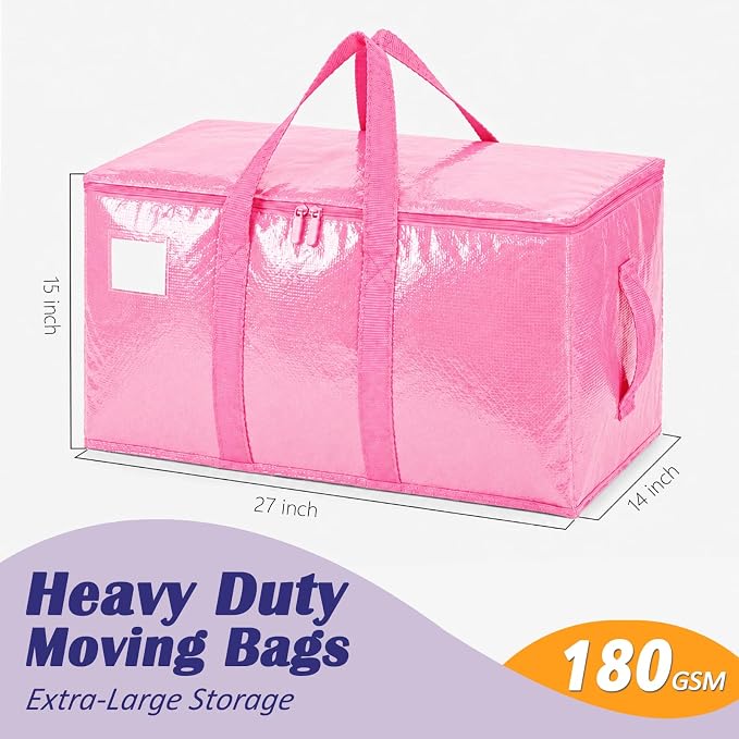 Songrey Heavy Duty Moving Bags, 8 Pack Large Storage Bags with Zipper & Handles, Waterproof Totes Bags for Clothes Packing, Moving, College Supplies, Home Organization - Image 2