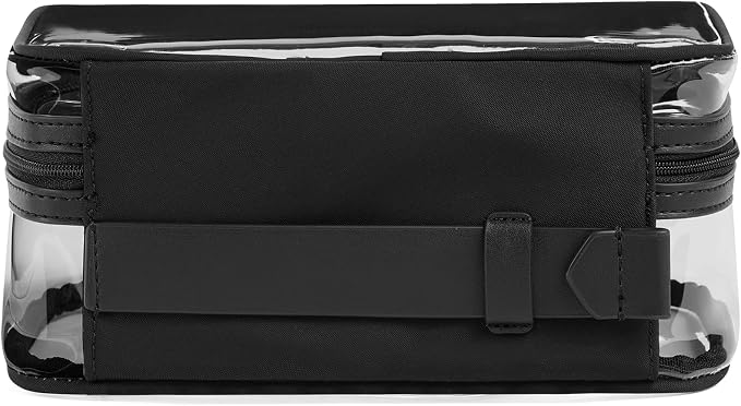 Away Clear Toiletry Bag - Water-Repellent Travel Toiletry Bag with 2 Compartments, U-Zip Opening, Interior Zip Pocket - Jet Black - Image 2