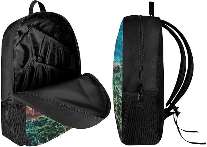 Kids Novelty Animal Backpack and Lunch Box for Boys Girls Student Lightweight 17 Inch School Sea Turtle Backpack with Lunch Bag Pencil Case Kids Comfy Padded Black Large Bookbag - Image 3