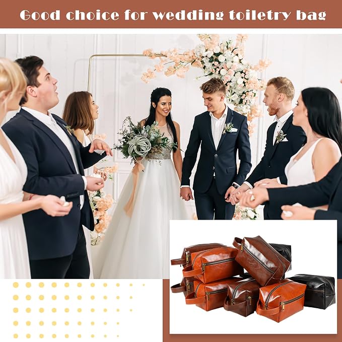 Hillban 10 Pcs Groomsmen Gift Leather Toiletry Bag for Men Travel Shaving Kit Bathroom Bag Make up Cosmetic Proposal Supplies for Wedding Favor Grooming Anniversary Boyfriend Father(Colored) - Image 7