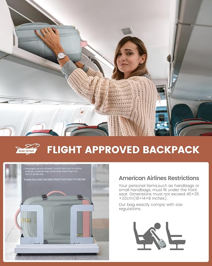 LOVEVOOK 50L Travel Backpack for Women Flight Approved, Carry on Backpack for Airplanes, TSA Personal Item Travel Bag, Waterproof 18 Inch Laptop Backpack, Business Weekender Overnight Daypack, 4Pcs - Image 8