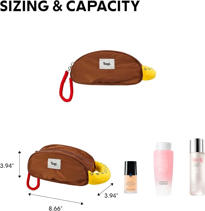 Tagi. Callme Hotdog Small Capacity Travel Makeup Bag, Waterproof Polyester Cosmetic Bag for Women, Wide-Open Flat Pouch for Toiletry & Travel, Portable Organizer with Handle & Dividers - Image 2