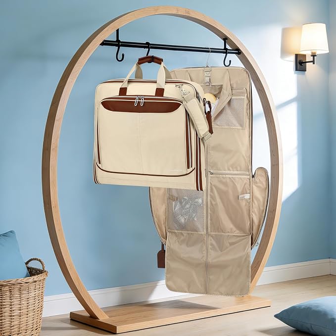 Travel Garment Bag Carry on Suit Bag for Women 51'' Waterproof Garment Bags Dress Bag for Travel Business Hanging Suitcase Luggage with Shoulder Strap Free shoes bag Fit 15.6'' Laptop, Beige - Image 8