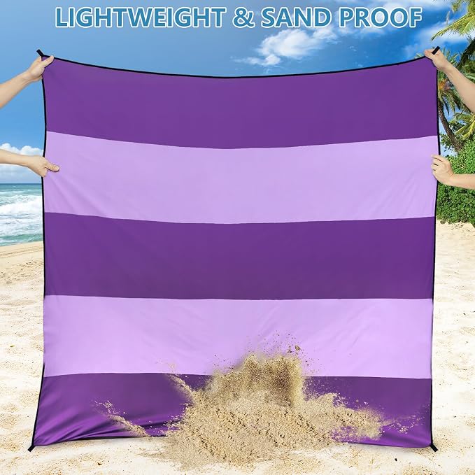 WIWIGO Beach Blanket Waterproof Sandproof Beach Mat 79" X 83"/10'x9'for 2-8 Adults Quick Drying Outdoor Picnic Mat Beach Accessories for Travel, Camping, Hiking - Image 3