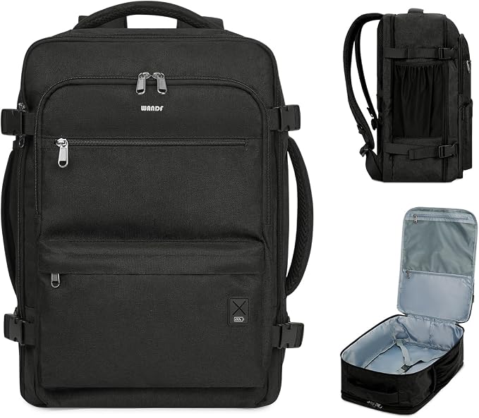 WANDF Travel Backpack For Spirit Airlines Personal Item Bag 18x14x8 with Wet Pocket, 17 Inch Laptop Backpack for Men Women | Frontier Airline Underseat Fit, Fits 17" Laptop, 180°Opening, Travel Backpack by WANDF