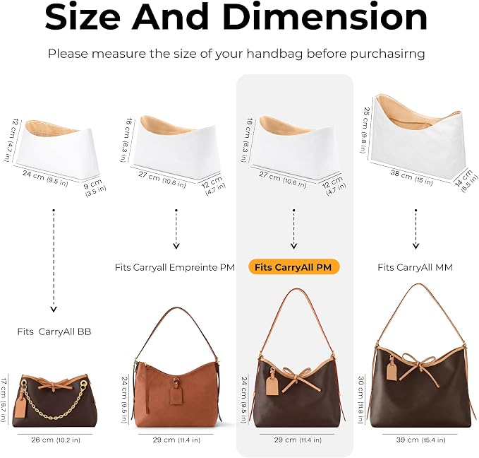 Handbag Organizer Insert for LV Carryall PM, Custom Fit Inside Premium Vanile Lightweight WaterResistant Purse Insert with Cup Holder Accessories - Image 2